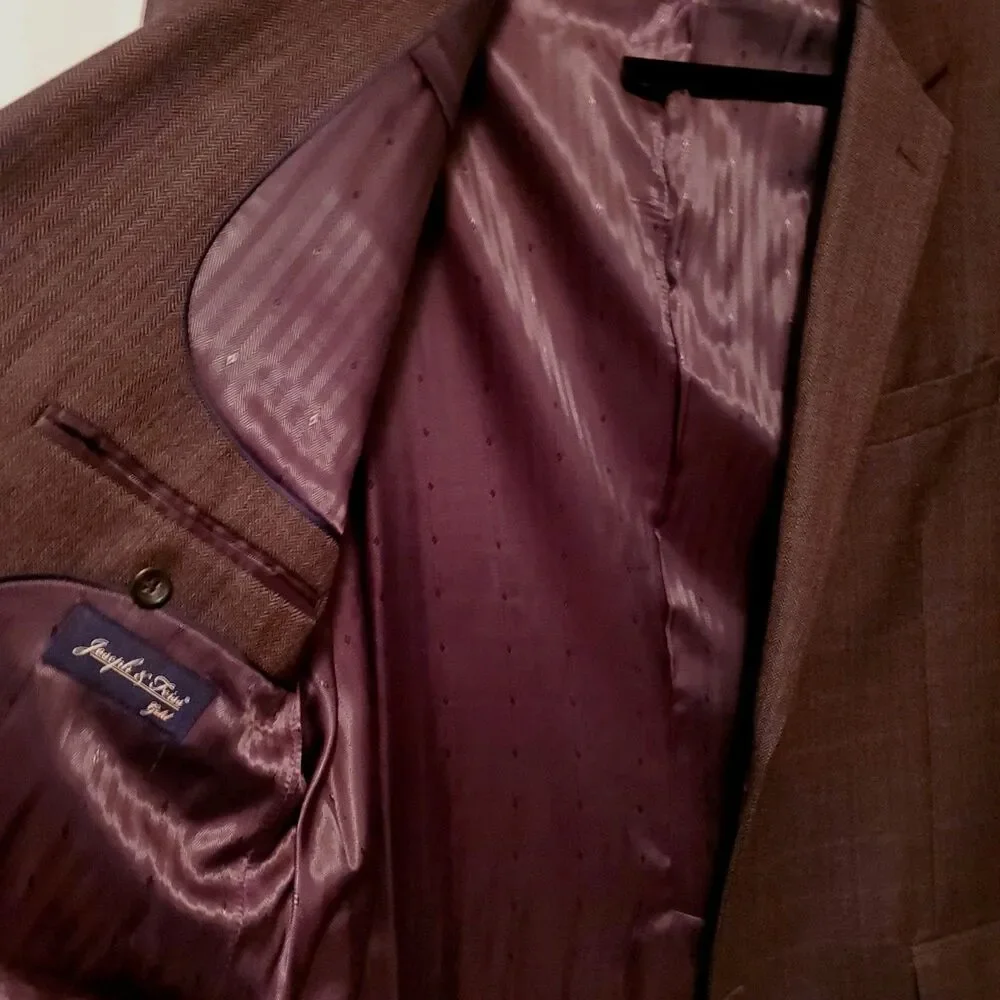 Joseph & Feiss Gold Men's 48L 100% Wool Blazer Sport Coat Dark Brown Oversized